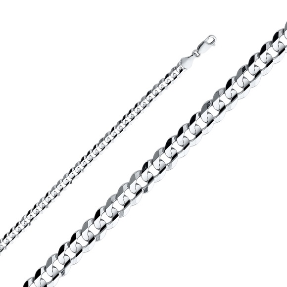 14K White 5.9mm Cuban Concave bracelet - 8"